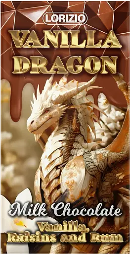 Крафтовий шоколад молочний з родзинками, ваніллю та ромом "VANILLA DRAGON" - фото 1