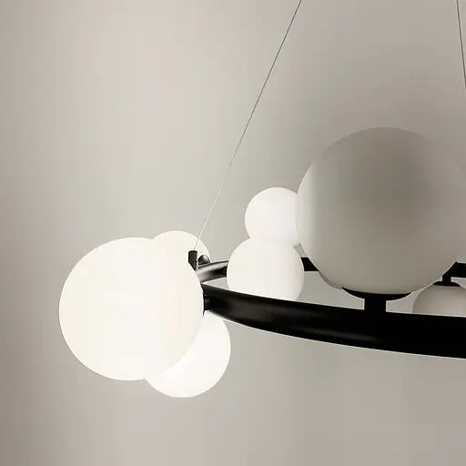 Люстра подвесная кольцевая Levistella на 15 белых плафонов Ст. SG 48/15 BK+WT | Line F - фото 4