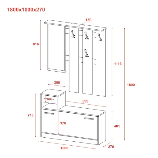 Передпокій Doros Alice та шафа Promo Дуб Евок/Кашемір 2 ДСП (42005160) - фото 8