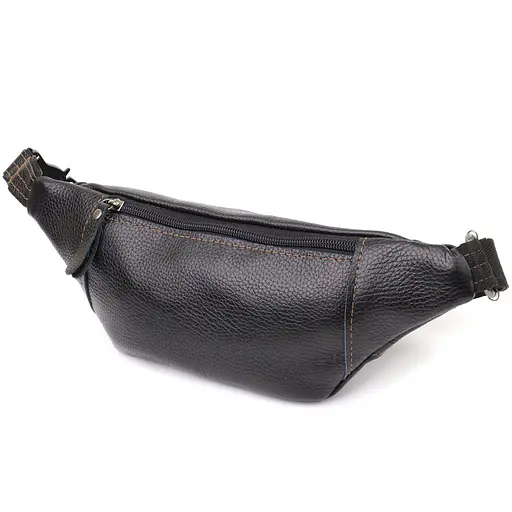 Приваблива сумка-бананка для чоловіків із натуральної зернистої шкіри SHVIGEL 34х12х4 см sum0027424 - фото 2