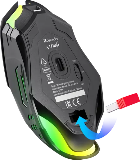 Миша Defender Katana GM-511 Black (52511) - фото 9