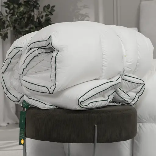 Ковдра MirSon Imperial Satin Luxe, літня, 215х155 см, біла із зеленим кантом - фото 27