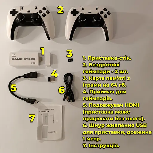 Ігрова приставка Game Stick Pro HDMI 20000 гр. Ретро консоль. 2 геймпади. NES, PlayStation. Пам'ять 64 гб. - фото 15