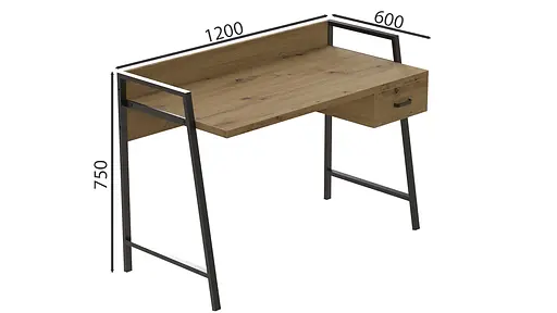 Письмовий стіл Ferrum-decor Комфорт 750x1200x600 Чорний метал ДСП Дуб Артізан 32 мм (FRD-103448) - фото 3