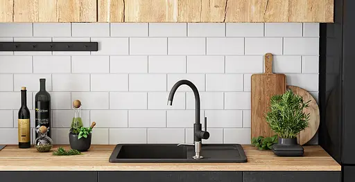 Кухонна мийка гранітна Rea Dag black ZLE-00111, Чорний - фото 3