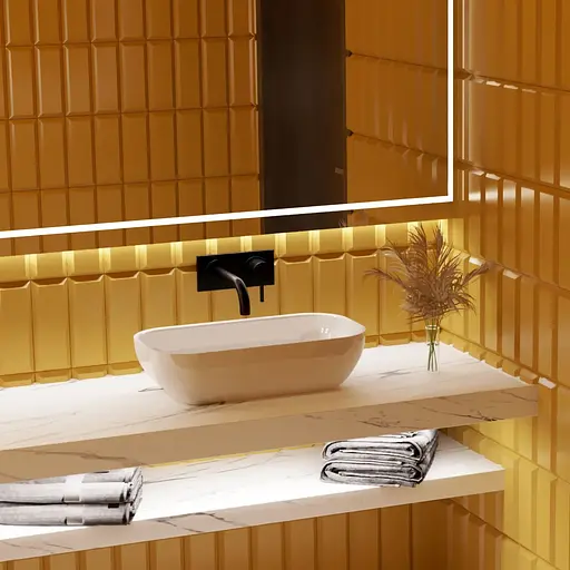 Раковина глянцева накладна Amidicon Atlant 60 600x320 з литого каменю ATLANT_60_HL, Білий - фото 9