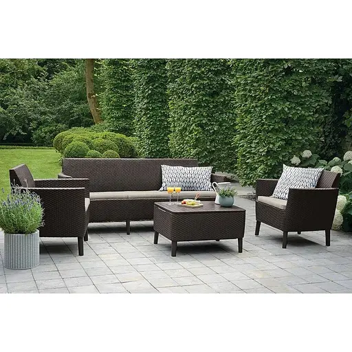 Комплект садовой мебели Keter Salemo 3 seater set коричневый - фото 6