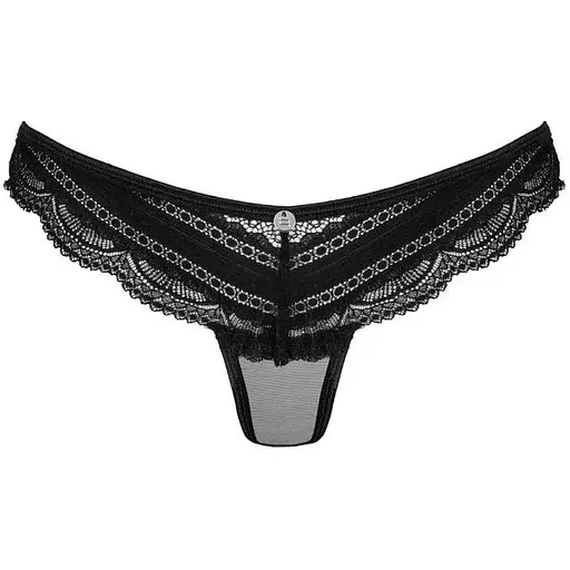 Полупрозрачные трусики с подвеской Obsessive Ivannes panties Black L/XL, черные
