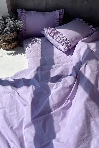 Комплект постільної білизни двоспальний з рюшами 180х200 см варена бавовна White Dream Ліловий (2003/1R) - фото 6