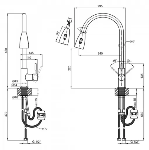 Смеситель для кухни с выдвижным изливом Lidz (NKS) 12 32 015FL-8 - фото 6