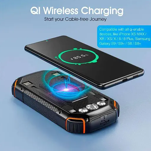 Повербанк с солнечной панелью Jinepin Solar Power Bank 20000 mAh PN-W23 IPX4 15W Qi - фото 4