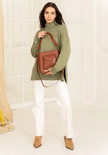 Жіноча шкіряна сумка Stella світло-коричнева - фото 5