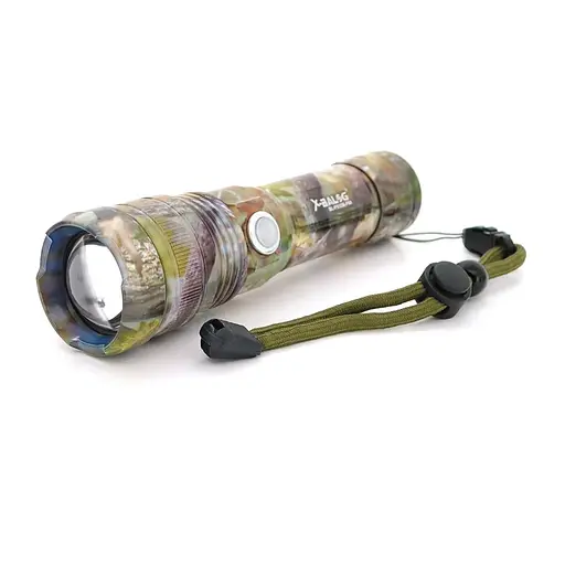Фонарь ручной Bailong BL-P512M-P50, 1LED Cree XHP50.2, 19W, 5 режима, ZOOM,18650/ААА/8800mah, Multicam, IP40, кабель USB-micro, 160х45х34мм, BOX