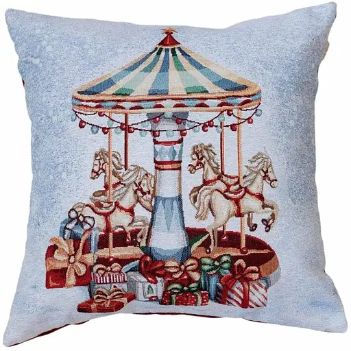 Наволочка гобеленова Прованс Carousel карусель з люрексом 45 x 45 см (41944)