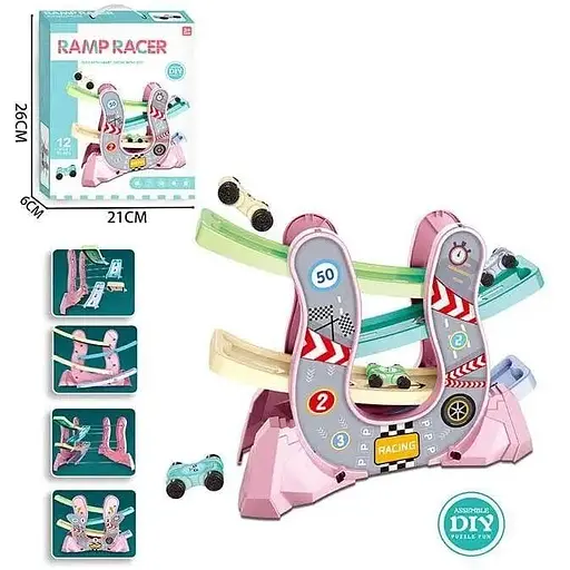 Трек 61 T 45 с 4 уровнями для машинок 96 элементов с подсветкой и звуковыми эффектами - фото 2