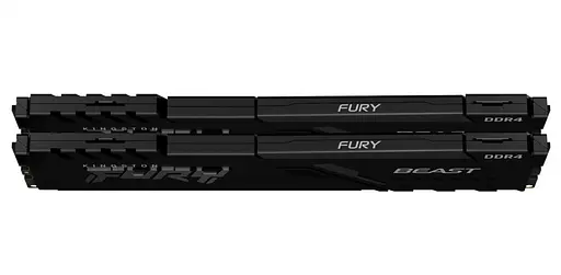 Память 32 ГБ x 2 (комплект 64 ГБ) DDR4, 3200 МГц, Kingston Fury Beast, черная, 16-18-18, 1,35 В, с радиатором (KF432C16BBK2/64) - фото 3