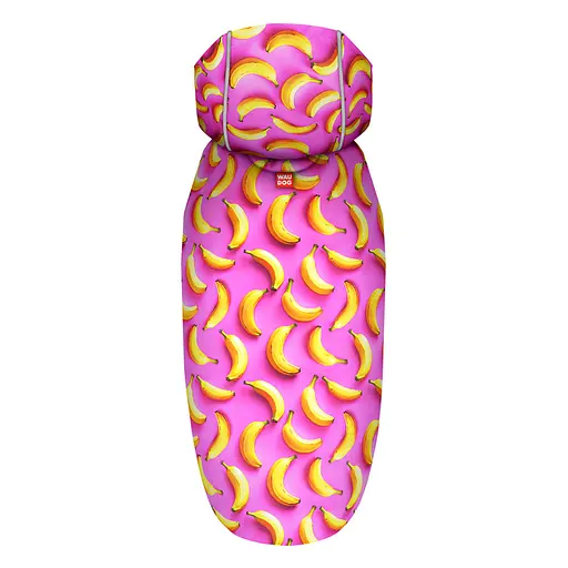 Дощовик-накидка з капюшоном для собак Waudog Clothes, малюнок "Банани на рожевому", M, А 40-43 см, B 52-62 см, С 33-42 см - фото 3