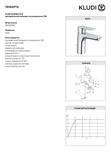 Смеситель для умывальника Kludi Pure&Style 402900575 - фото 2