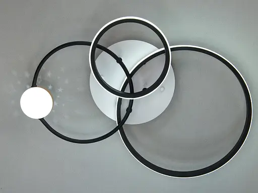 Стильная светодиодная потолочная люстра кольца, 45Вт, белый+черный - фото 2