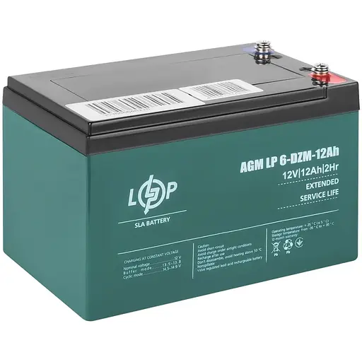 Акумулятор LogicPower 6-DZM-12 Ah тяговий свинцево-кислотний під болт М5 (LP9172) - фото 2