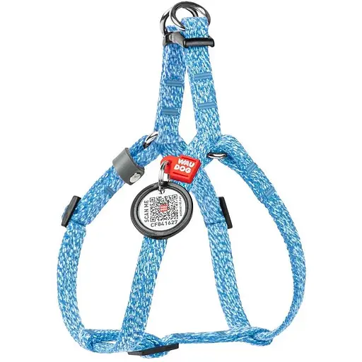 Шлея для котів та дрібних порід собак Waudog Re-cotton з відновленої бавовни та QR паспортом, світловідбиваюча