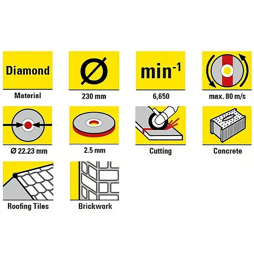 Диск отрезной алмазный Trotec Turbo Cutting Edge 230 х 22.23 х 2.5 мм (DAS302831) - фото 2