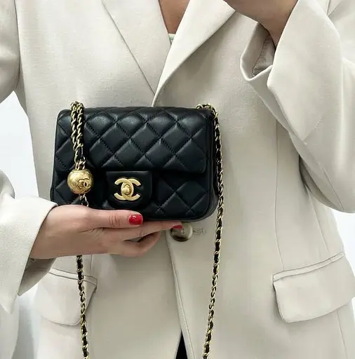 Сумка жіноча шкіряна стьобана (Чорний) - фото 8