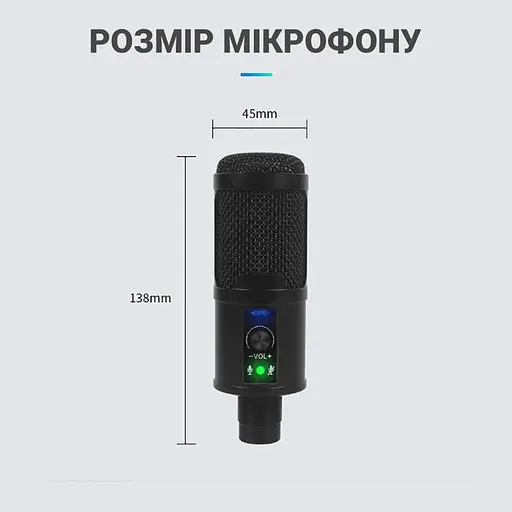 USB микрофон для ПК, ноутбука, студий для записи звука Savetek M3, профессиональный, конденсаторный (100795) - фото 7