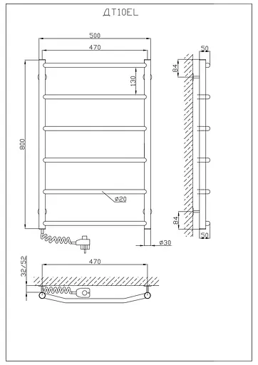 Электрический полотенцесушитель Kosser Трапеция 800x500/6 EL рег. ДТ10EL, Хром, Левое - фото 5