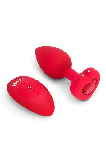 Анальна пробка B-Vibe Vibrating Heart M/L 10.5 см (червоний) - фото 4