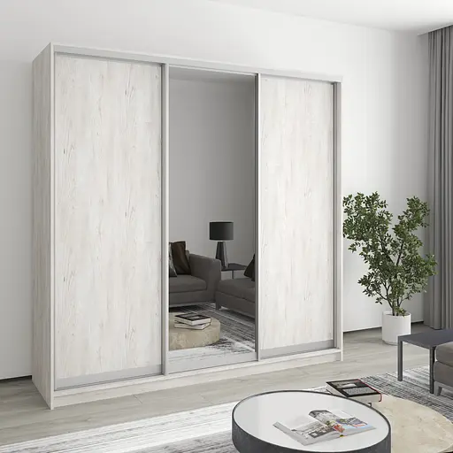 Шафа-купе тридверна MebelStar Комбо AL 2ДСП/Дзеркало 210x45x210 см Аляска сірий (MBS-3233)