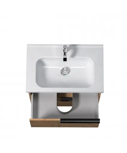 Тумба Мойдодир Cubic 70-A з умивальником ID-70 дуб обпалений - фото 5