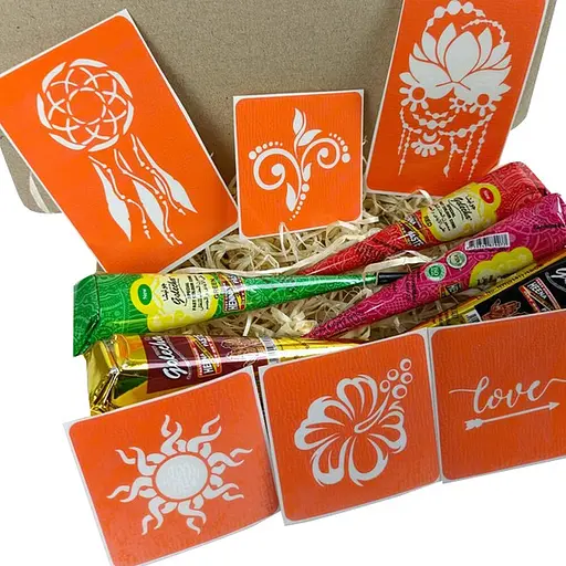 Набор цветной хны с трафаретами для био-тату №1 Fresh Tattoo color-henna-set-01 - фото 2