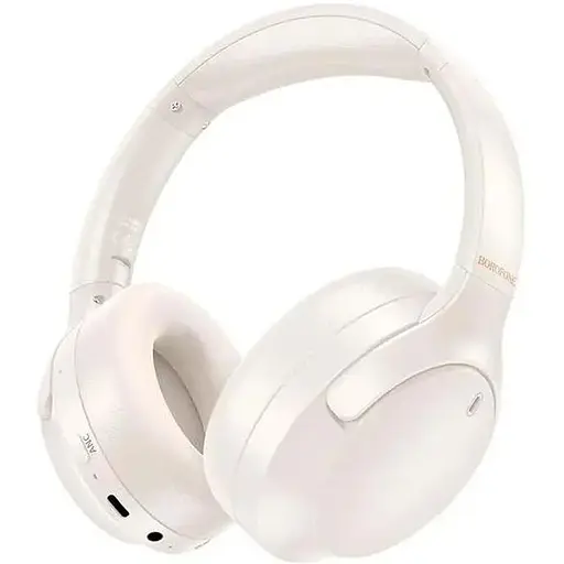 Бездротові навушники Borofone BO31 Prestige active noise reduction BT headphones, BT5.4, ANC, AUX, BT, 400mAh, 38h Max, Milky white