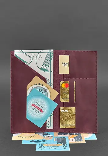 Кожаный тревел-кейс 3.1 бордовый Crazy Horse - фото 3