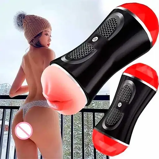 Двосторонній мастурбатор ротик-вагіна Megumi Deluxe 20 см Червоний K000655 - фото 5