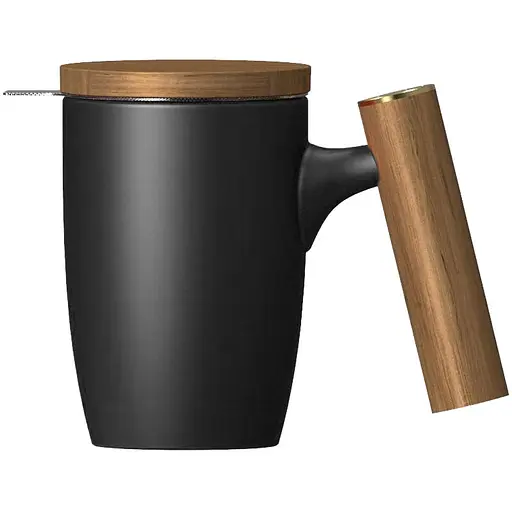 Чашка-заварник DHPO Wooden Brew Mug TM450-05A 450 мл Чорний