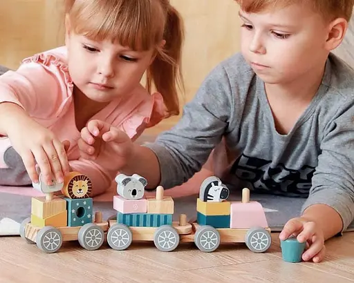 Дерев'яний поїзд Viga Toys PolarB зі Звірятами 44015 Конструктор поїзд - фото 8