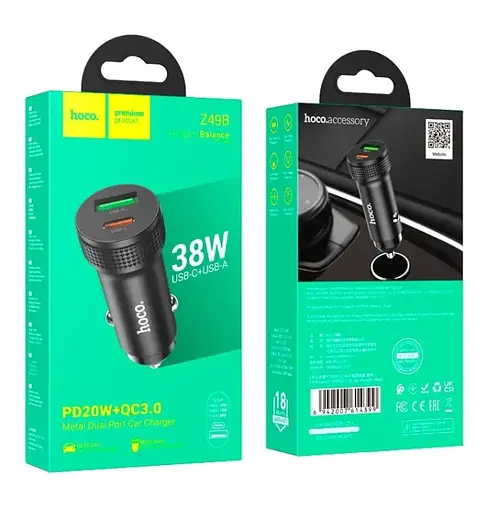 Автомобільний зарядний пристрій Hoco Z49B Level PD38W(1C1A) car charger Чорний - фото 2