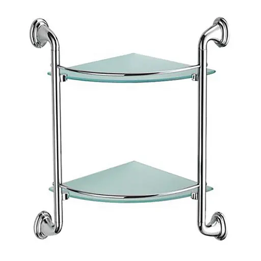 Полка стеклянная угловая 2-ярусная ZERIX LR1507-2 (LL1408) - фото 1