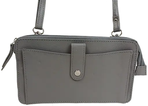 Небольшая женская кожаная сумка UP2 Fashion серая sum0028724 - фото 2