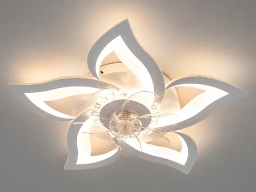Унікальна стельова світлодіодна люстра вентилятор з пультом, 90W, біла - фото 4