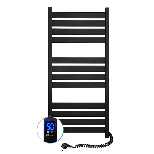 Электрический полотенцесушитель Navin Largo 500x1200 Sensor правосторонний с таймером, черный муар 12-244053-5012, Черный матовый, Правое, Электронный - фото 5