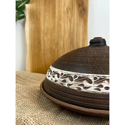 Тарілка для млинців керамічна (глиняна) різьблена Ангоб 3 л - фото 3