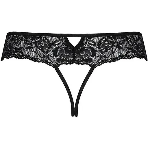 Мереживні стрінги з доступом Passion Senia Thong Black S/M - фото 6