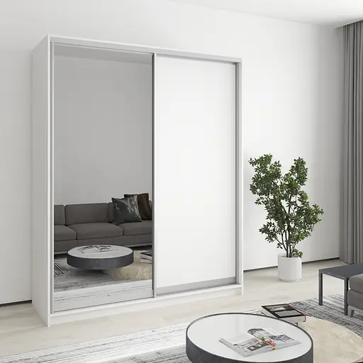 Шафа-купе дводверна MebelStar Стандарт AL ДСП/Дзеркало 170x60x210 см Аляска білий (MBS-2412)