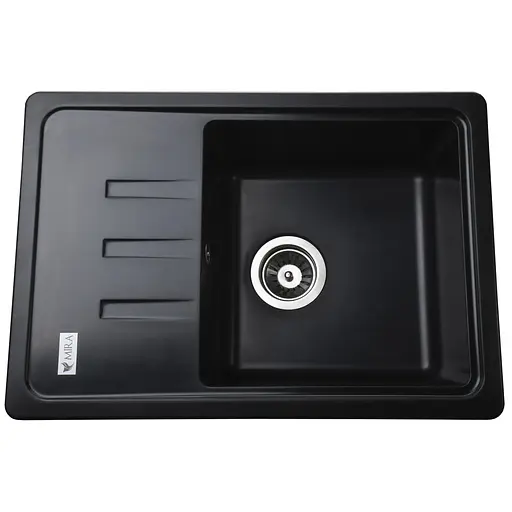 Гранитна мийка Mira MONTI чорна 620х435 мм для кухні устойчива до подряпин безпечна для їжі