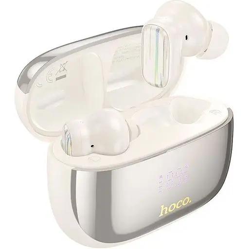 Бездротові навушники Hoco EQ20 Rhyme true wireless ANC+ENC noise reduction BT headset, BT5.4, 40mAh, 400mAh, 6-7h, Milky white