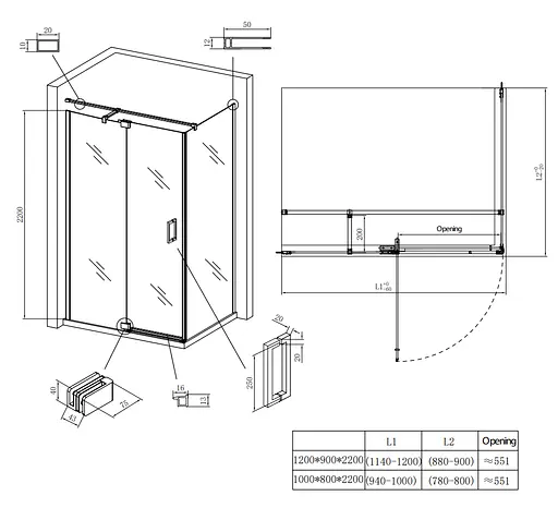Душевая кабина без поддона Koer SR SC02-100x80x200-TR-01 прозрачное стекло Easy Clean 8 мм, хром KR5355, Универсальная, прозрачный, хром - фото 8