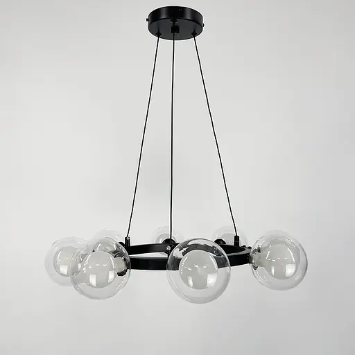 Кольцевая черная люстра с 8 двойными плафонами Ø 50 см Ст. MJ 207/8 BK Line F - фото 6